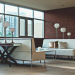 white elegant couch with a center table